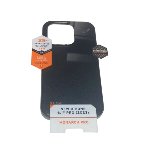 iPhone 15 Pro UAG Monarch Pro MagSafe Case Black Carbon Fiber Drop Protection - Picture 1 of 6